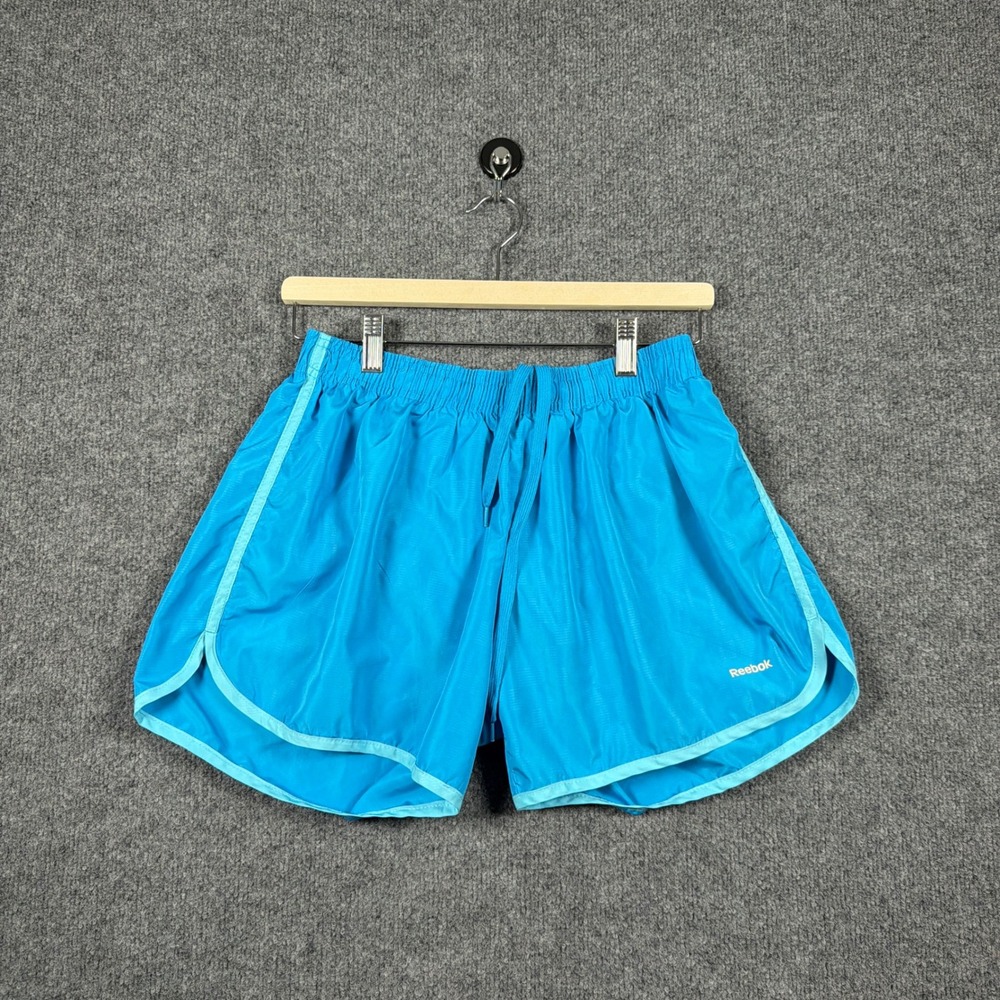 Reebok Running Shorts Play Dry‎ Womens Large Solid Blue Athletic Hem Drawstring